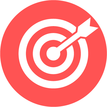 White dart hitting a red target on a white background