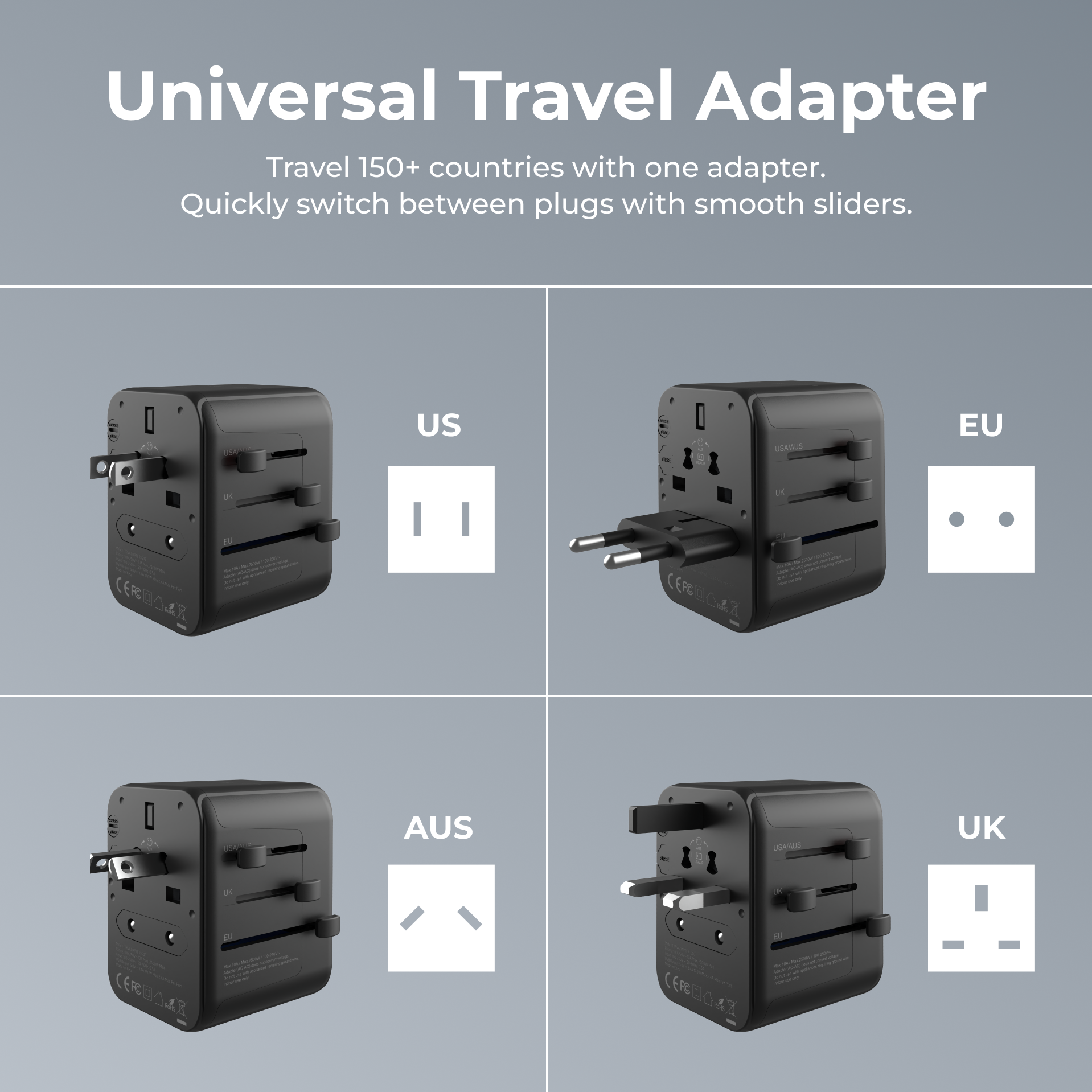 iTouch International Travel Adapter Black/White