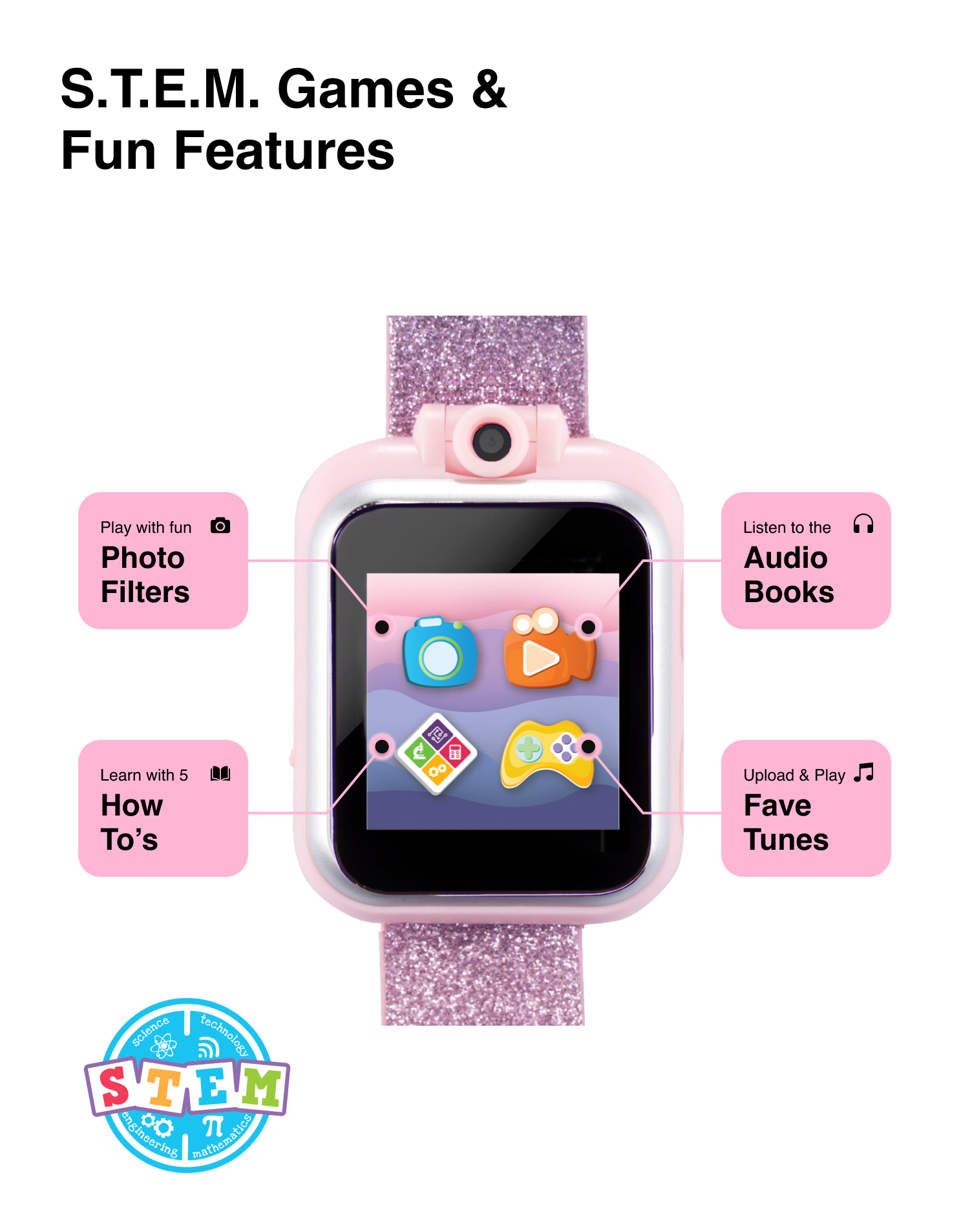 PlayZoom 2 Kids Smartwatch with Headphones: Multi Fuzzy Unicorn affordable smart watch with headphones